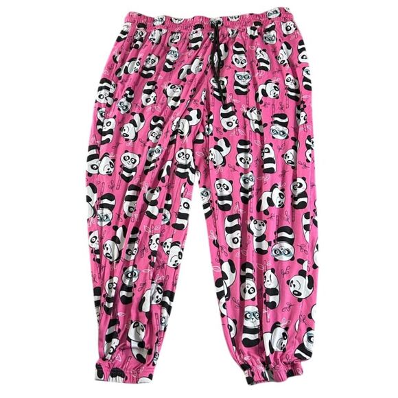 Briefly Stated Pajama Jogger Pants Womens Size 3X Pink Panda Bear Pajamas - Picture 1 of 5